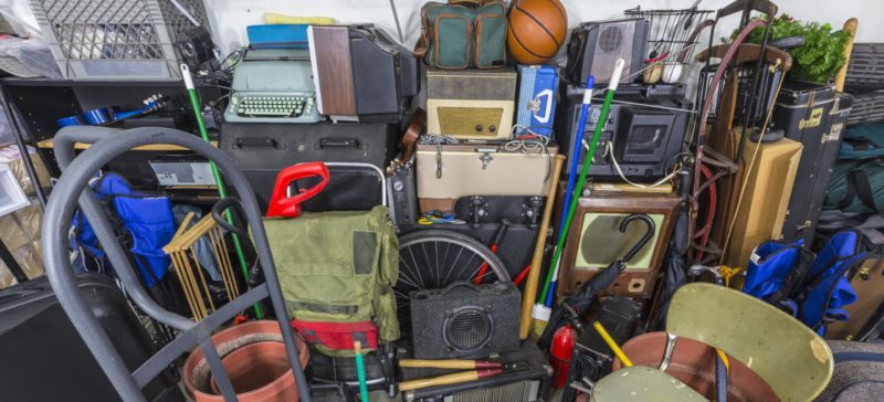 a garage filled with items and ready for junk removal by the Wilco Team in Nolensville